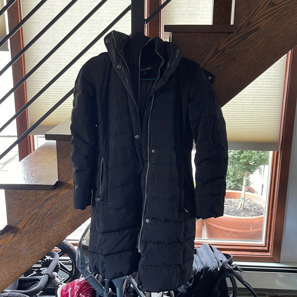 Andrew Marc down coat with fur trimmed hood